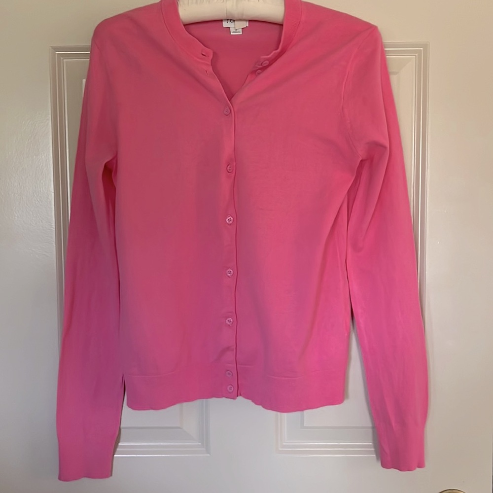 J Crew cardigan sweater Barbie pink size S LIKE NEW
